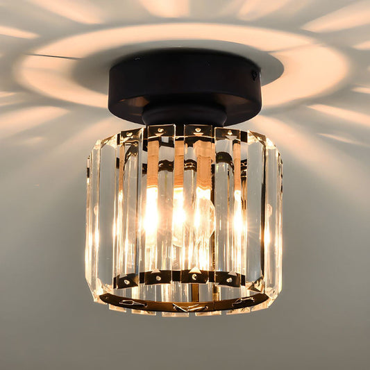 Modern Crystal Ceiling Light - CrystalGlow-Black-Square-Nora Luxe