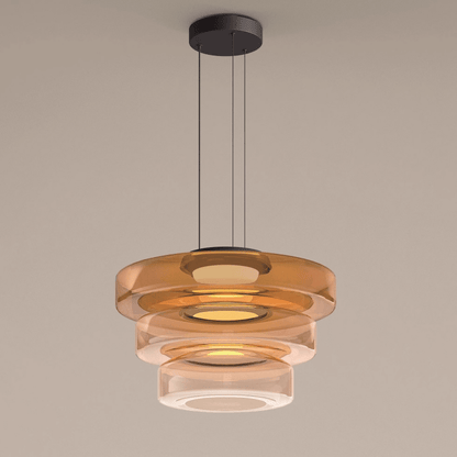 Modern Glass Pendant Light in Bauhaus Style - AuroraSphere-Amber-3 Level-D 17.72 x H 12.99 inches-Nora Luxe