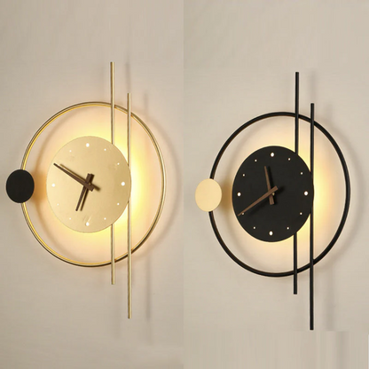 Modern LED wall clock lamp - Chronos-Gold-Nora Luxe