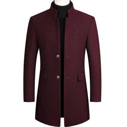 Modern Long Men's Coat - Alexander-Bordeaux Red-M-Nora Luxe