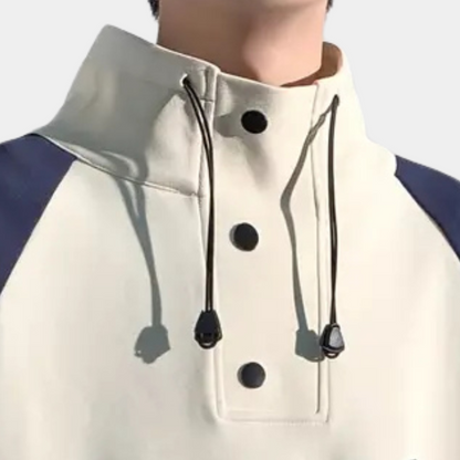 Modern Sweater with Stand-Up Collar for Men - Matteo-Beige-S-Nora Luxe