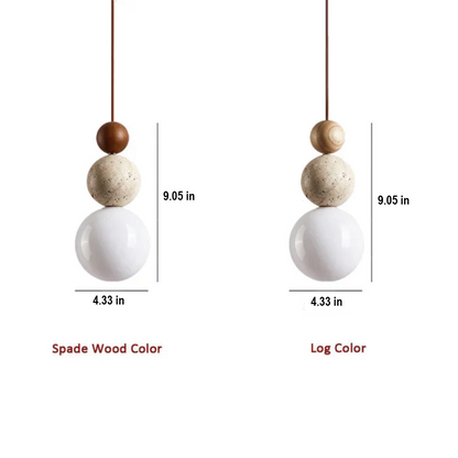 Modern Travertine and Mahogany Pendant Light - NaturaLuxe-Cream-White-Walnut-Nora Luxe