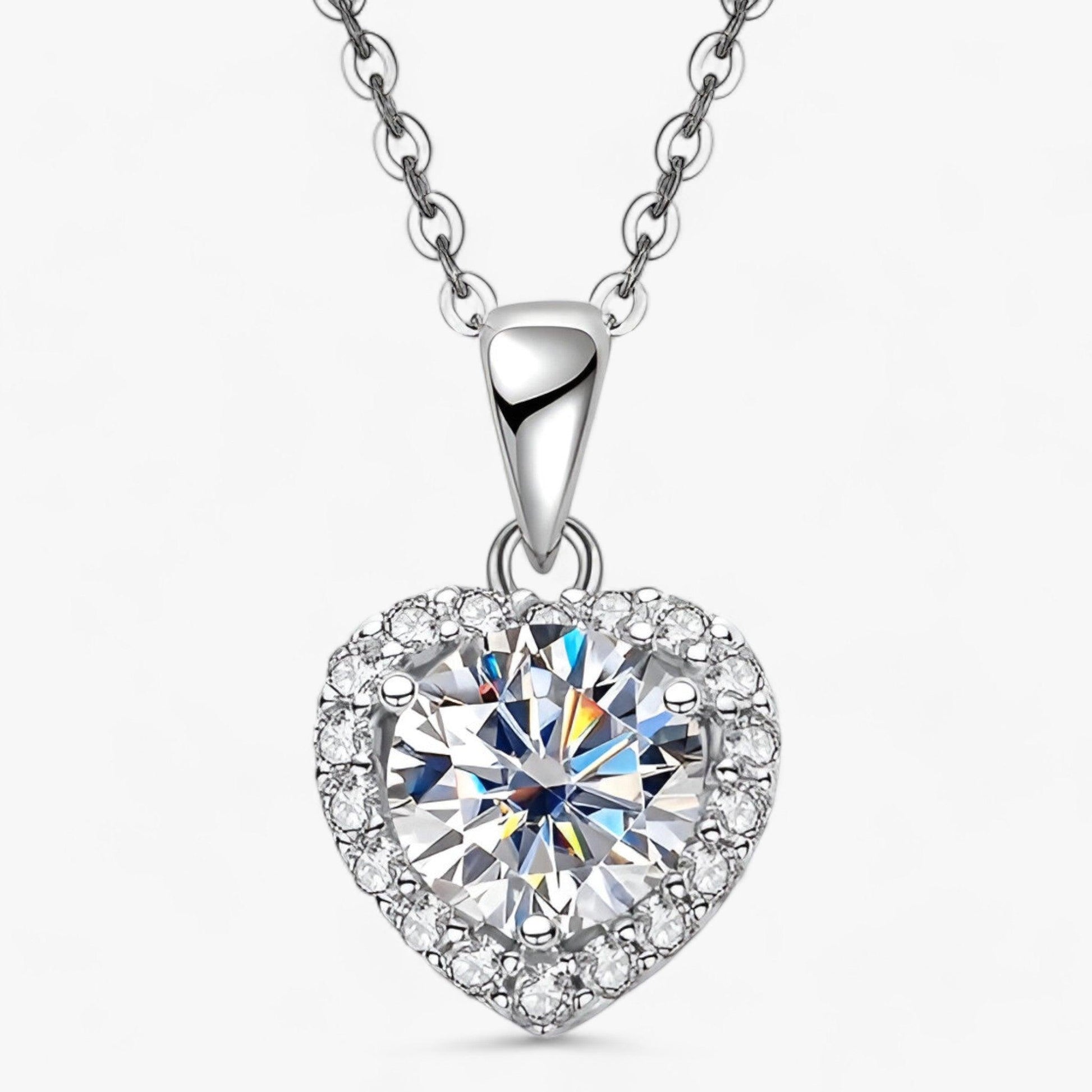 Moissanite Heart Hanger Necklace - Amouria-Nora Luxe