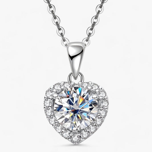 Moissanite Heart Hanger Necklace - Amouria-Nora Luxe