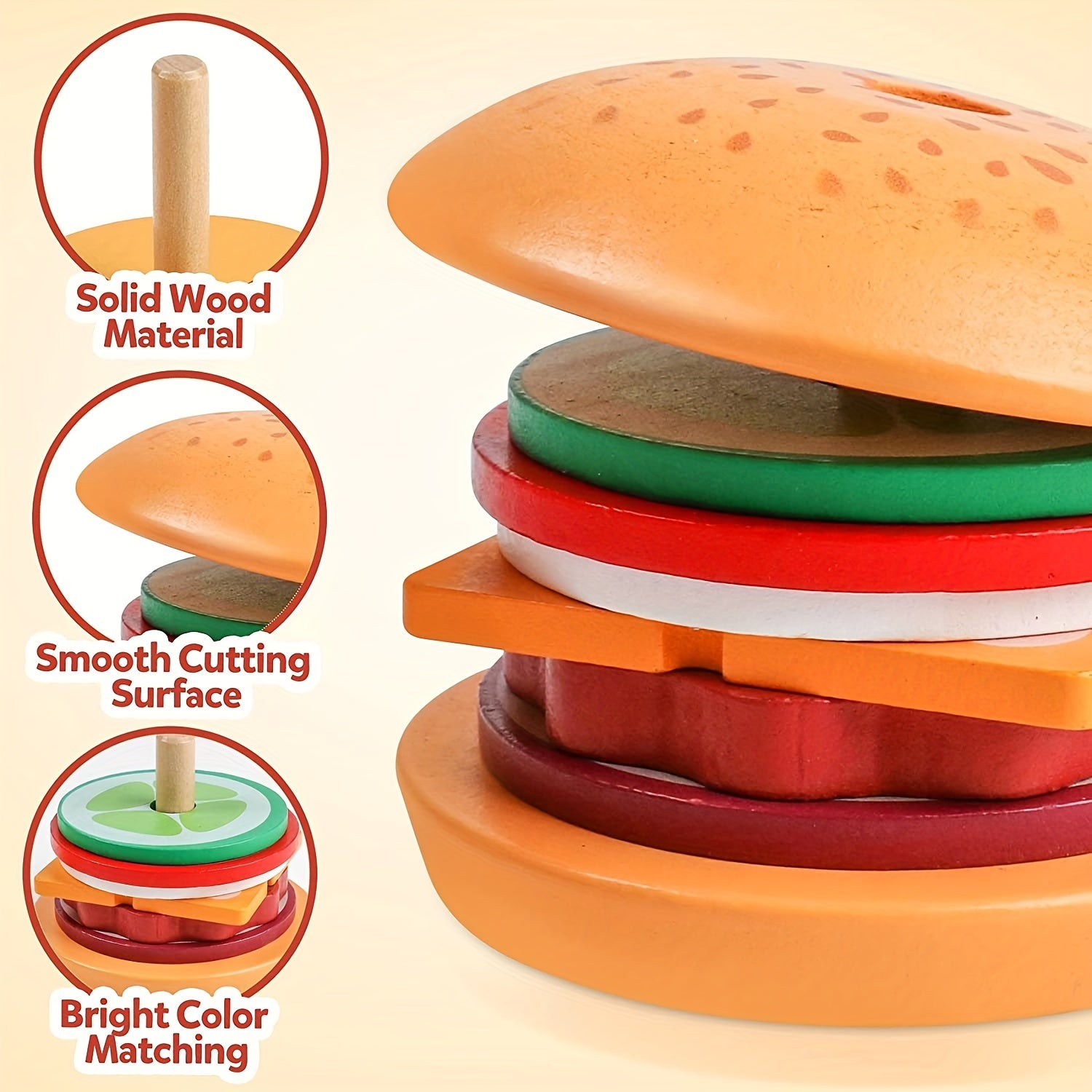 Montessori Stacking Toy - Burger Builders-Nora Luxe