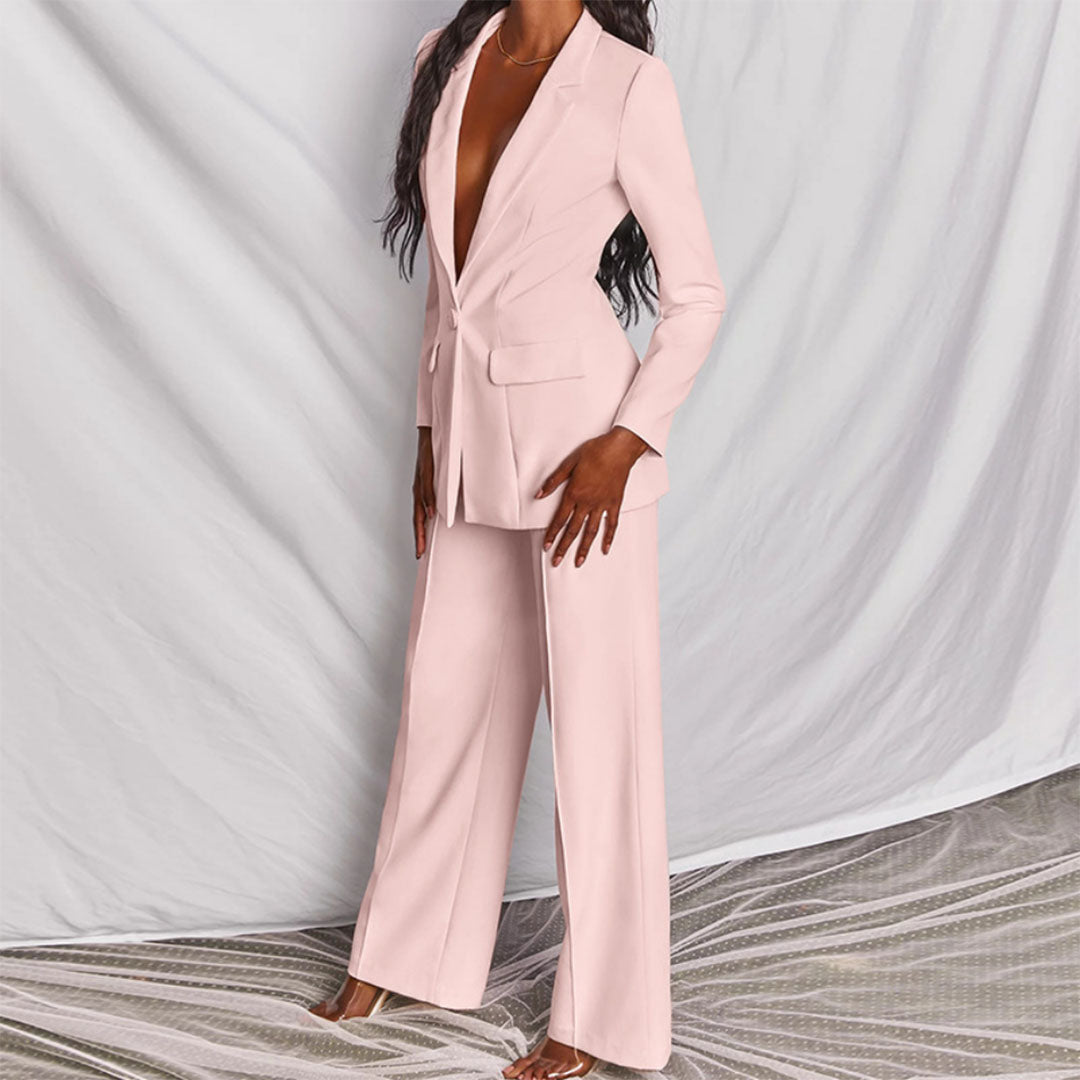 Moshine - 2-Piece Blazer and Trouser Set-Yellow-S-Nora Luxe