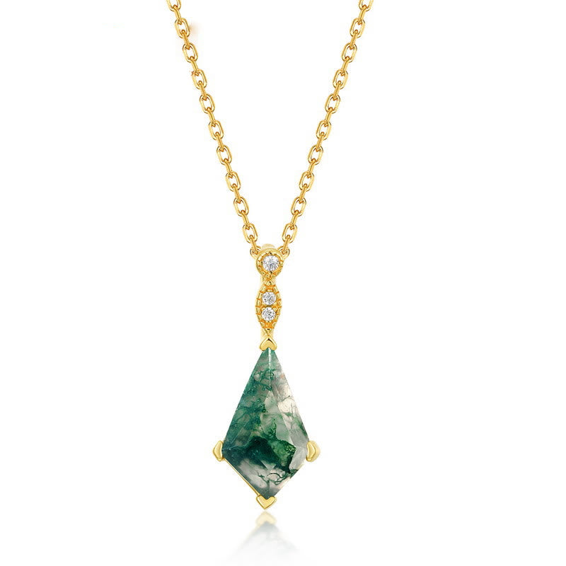 Moss Agate and White Zircon Jewellery Set - Lana-Necklace-Nora Luxe