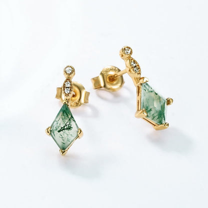 Moss Agate and White Zircon Jewellery Set - Lana-Necklace-Nora Luxe