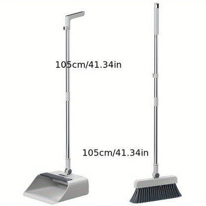 Multifunctional Broom and Dustpan Set - SweepMaster-White-1 Broom + 1 Dustpan + 1 Floor Brush-Nora Luxe