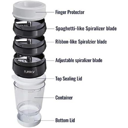 Multifunctional Vegetable Spiral Slicer with Stainless Steel Blade-4 in 1-Nora Luxe