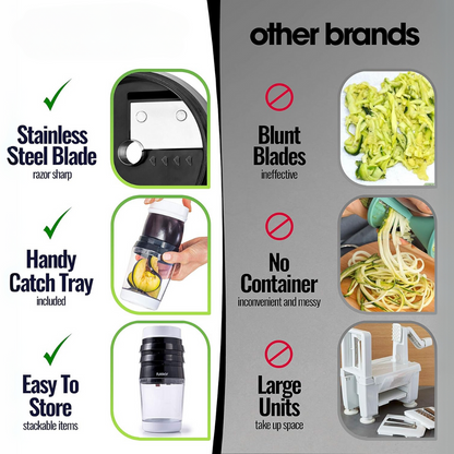 Multifunctional Vegetable Spiral Slicer with Stainless Steel Blade-4 in 1-Nora Luxe