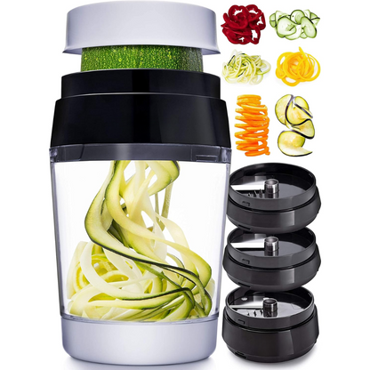 Multifunctional Vegetable Spiral Slicer with Stainless Steel Blade-6 in 1-Nora Luxe