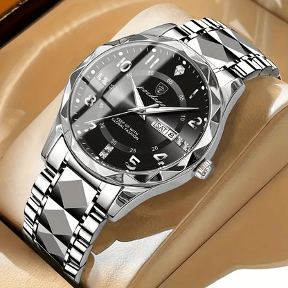 Multifunctional Waterproof Sports Watch for Men - Titan-Silver-Coloured Band With Black Surface-Nora Luxe