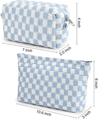 Must-Have Checked Make-up Bag Set-Red-Nora Luxe