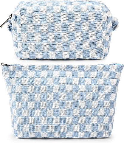 Must-Have Checked Make-up Bag Set-Red-Nora Luxe