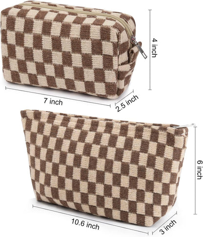 Must-Have Checked Make-up Bag Set-Red-Nora Luxe