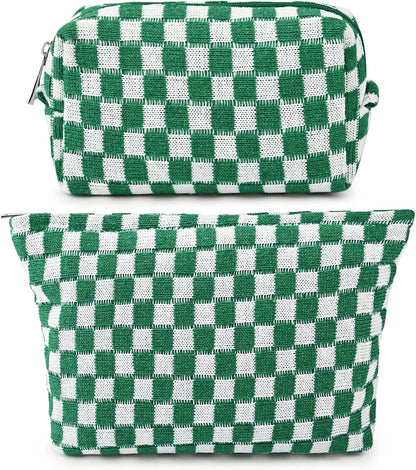Must-Have Checked Make-up Bag Set-Red-Nora Luxe