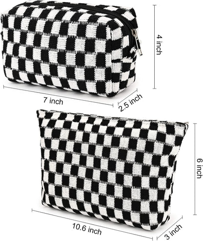 Must-Have Checked Make-up Bag Set-Red-Nora Luxe