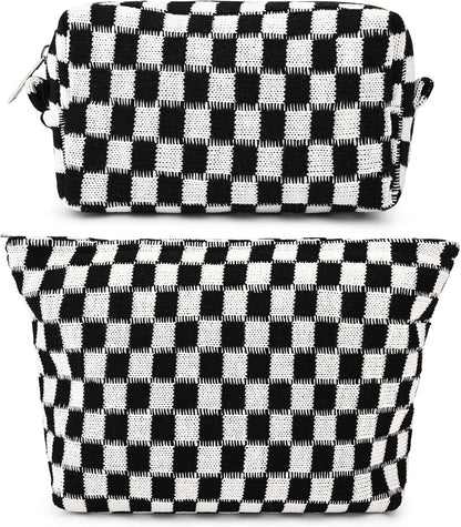 Must-Have Checked Make-up Bag Set-Red-Nora Luxe