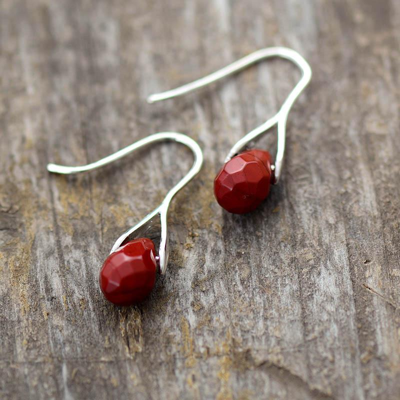 Natural Drop Gemstone Earrings - Serenella-Amethyst-Nora Luxe