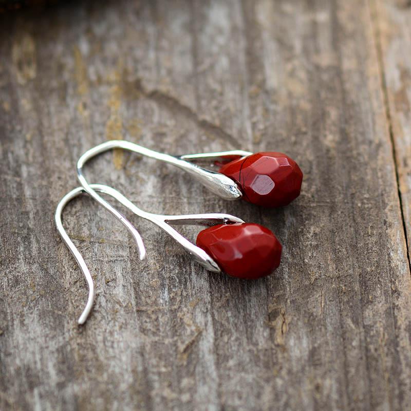Natural Drop Gemstone Earrings - Serenella-Amethyst-Nora Luxe
