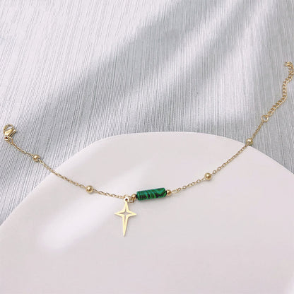 Natural Malachite Star Pendant Earrings, Necklace and Bracelet - Maria-Bracelet-Nora Luxe