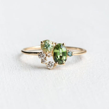 Natural Peridot with Zircon Ring - Selene-Gold-1.93 in-Nora Luxe