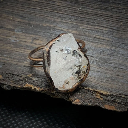 Natural Raw Birthstone Ring - Selina-April & clear crystal-Nora Luxe