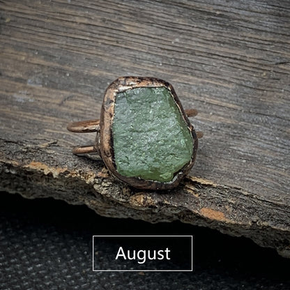 Natural Raw Birthstone Ring - Selina-January & Pomegranate-Nora Luxe
