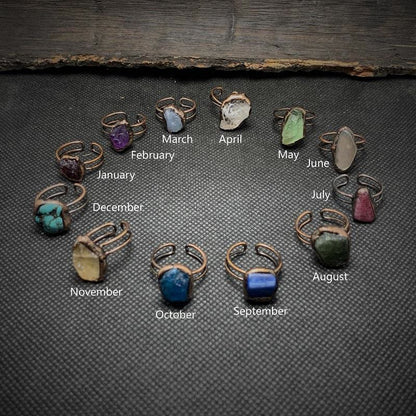 Natural Raw Birthstone Ring - Selina-January & Pomegranate-Nora Luxe
