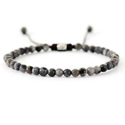 Natural Stone Pearl Adjustable Braided Bracelet - Aisha-Black Amphibole-Nora Luxe