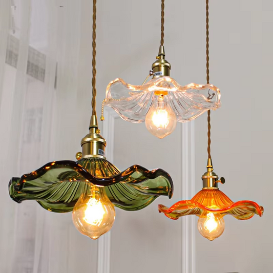 NORDIC DESIGN LED HANGING LAMP | COLOURED GLASS & COPPER LIGHTING FOR BEDROOM, LIVING ROOM & BAR-Glass A-Nora Luxe