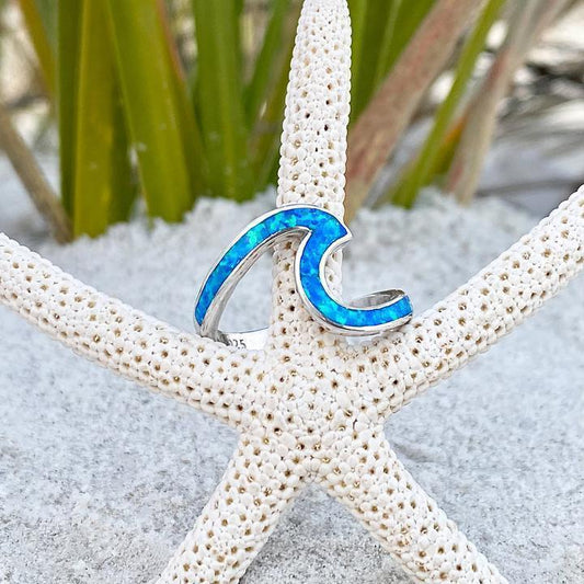 Ocean Waves Opal and Silver Ring - Livia-5-Nora Luxe