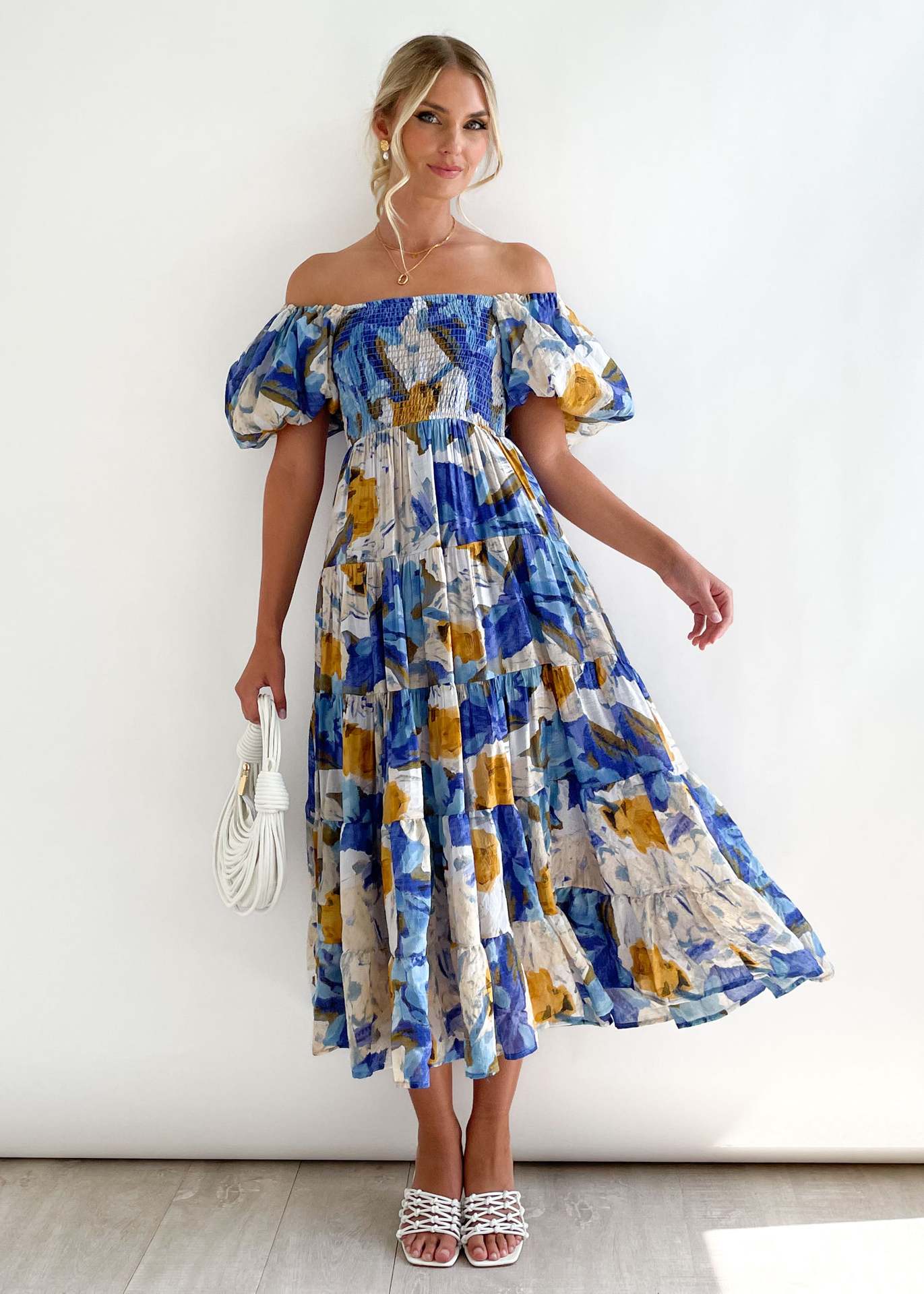 Off-Shoulder Midi Dress – Talia-Dark blue-XS-State of Style