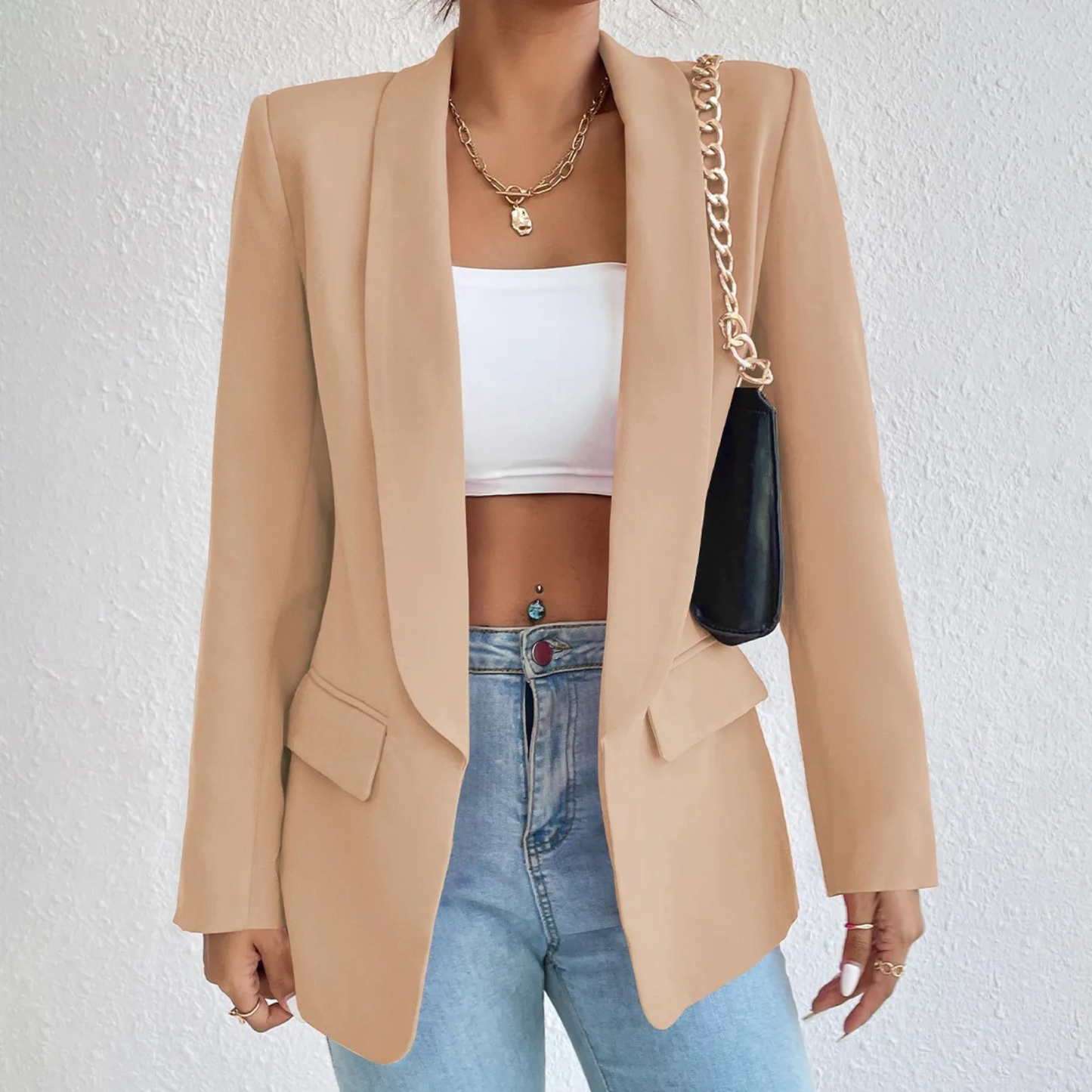 Office Ladies Blazer made of Polyester-Cotton - Emma-Brown-S-Nora Luxe