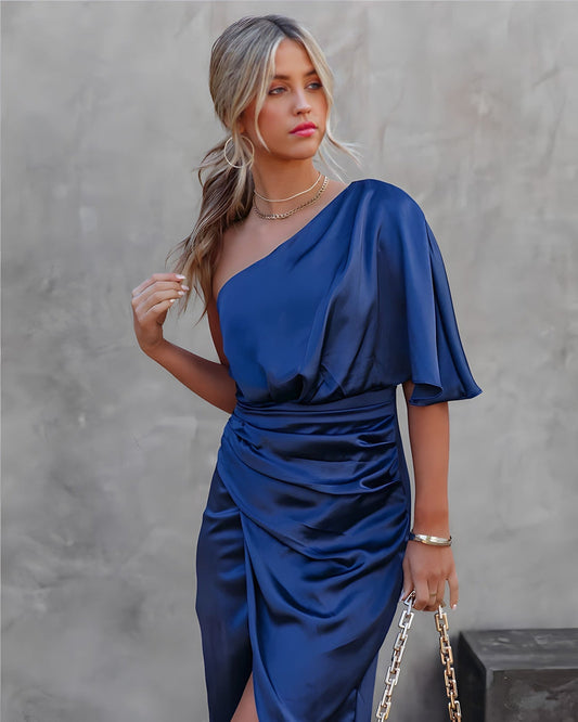 One-Shoulder Cocktail Dress - Valeria-Blue-S-The Livary