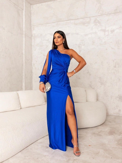 One-Shoulder Evening Dress for a Refined Look - Ravina-Green-S-The Livary