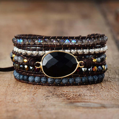 Onyx Moonlight Protective Wrap Bracelet - Lunara-Nora Luxe