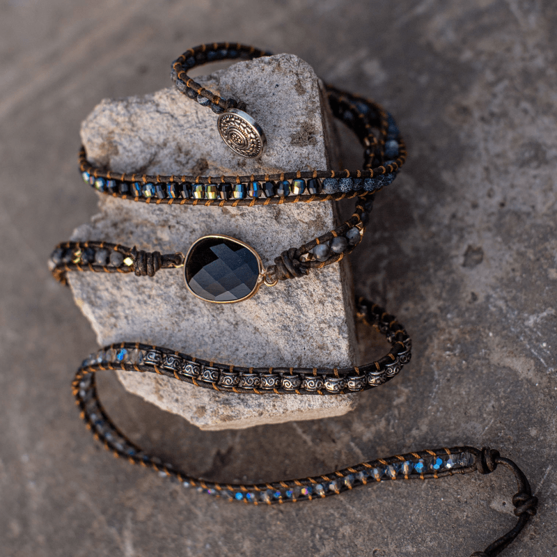 Onyx Moonlight Protective Wrap Bracelet - Lunara-Nora Luxe