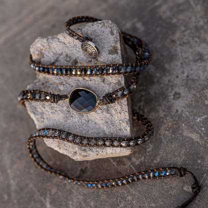 Onyx Moonlight Protective Wrap Bracelet - Lunara-Nora Luxe