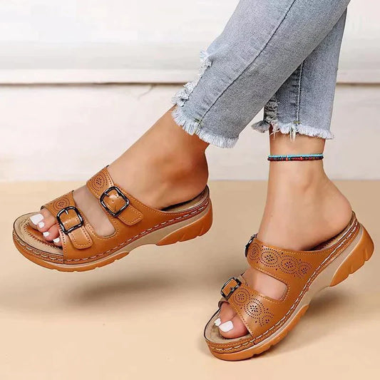 Orthopaedic comfort sandals for women - Elena-Brown-3-Nora Luxe
