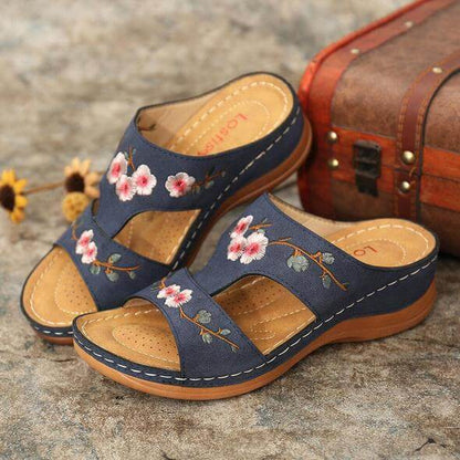 Orthopaedic flower sandals for women – Florina-Blue-3-Nora Luxe