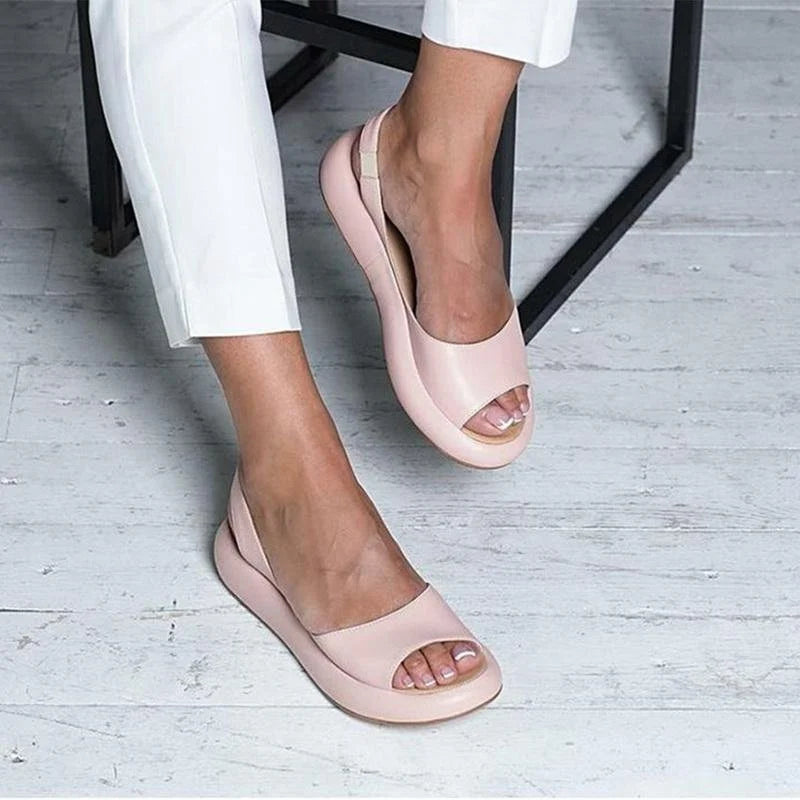 Orthopaedic ladies' comfort sandals with low heel – Livana-Pink-3-Nora Luxe