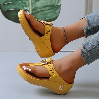 Orthopaedic Ladies Summer Sandals – Livienne-Yellow-3-State of Style