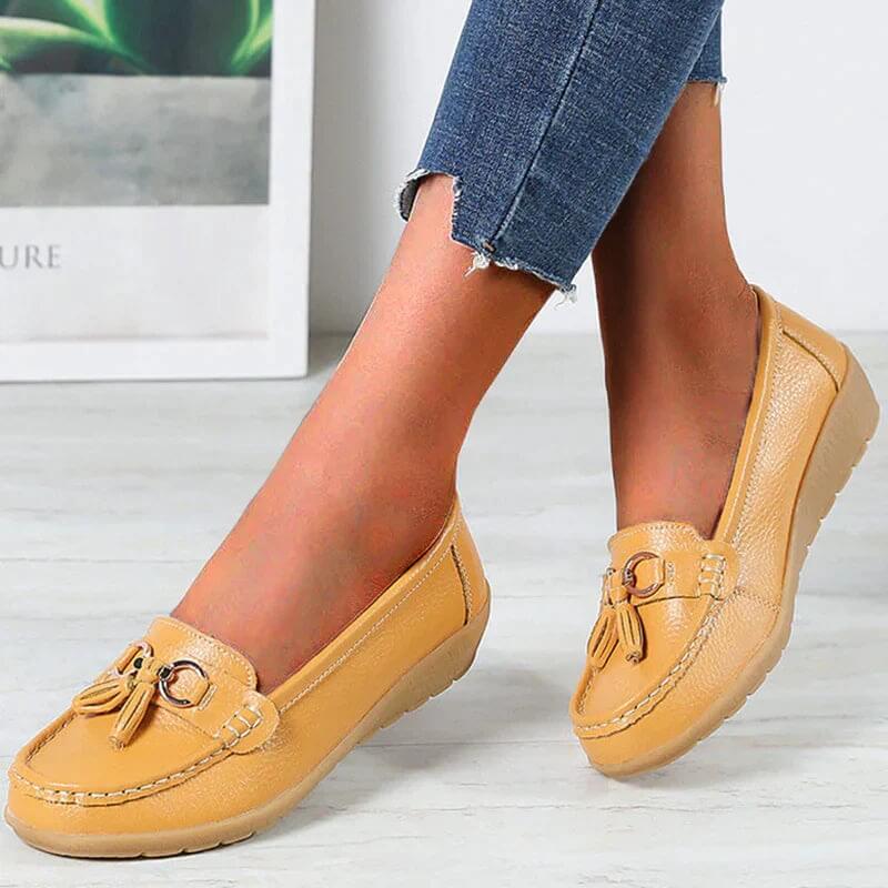 Orthopaedic Leather Loafers – Isabella-Yellow-4.5-The Livary