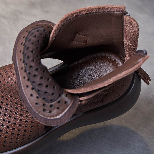 Orthopaedic leather sandals for women with shock-absorbing sole – Meike-Brown-2.5-Nora Luxe