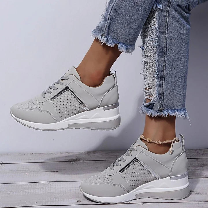 Orthopaedic women's sneakers with cushioning & arch support – Valora-Grey-3-Nora Luxe