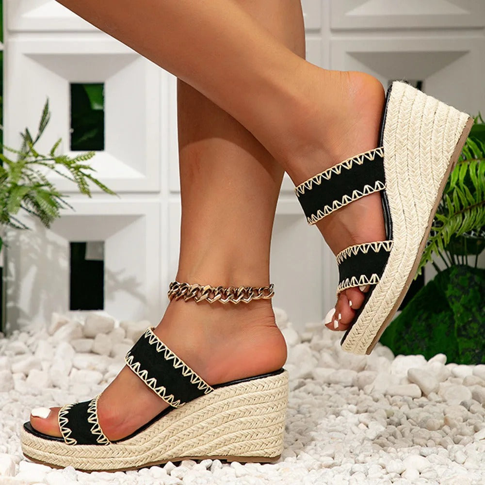 Orthopedic Women's Summer Sandals with Support Heel - Léanne-Black-3-State of Style