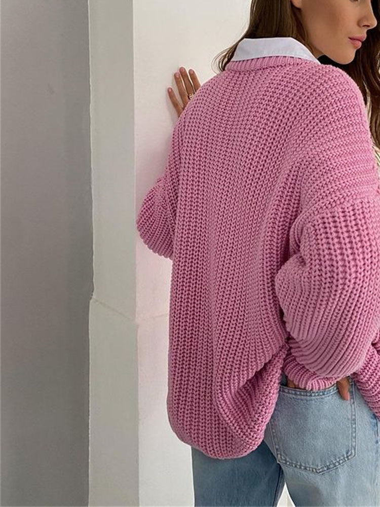 Oversized Chunky Knitted Sweater for Women - Amara-Blue-S-Nora Luxe