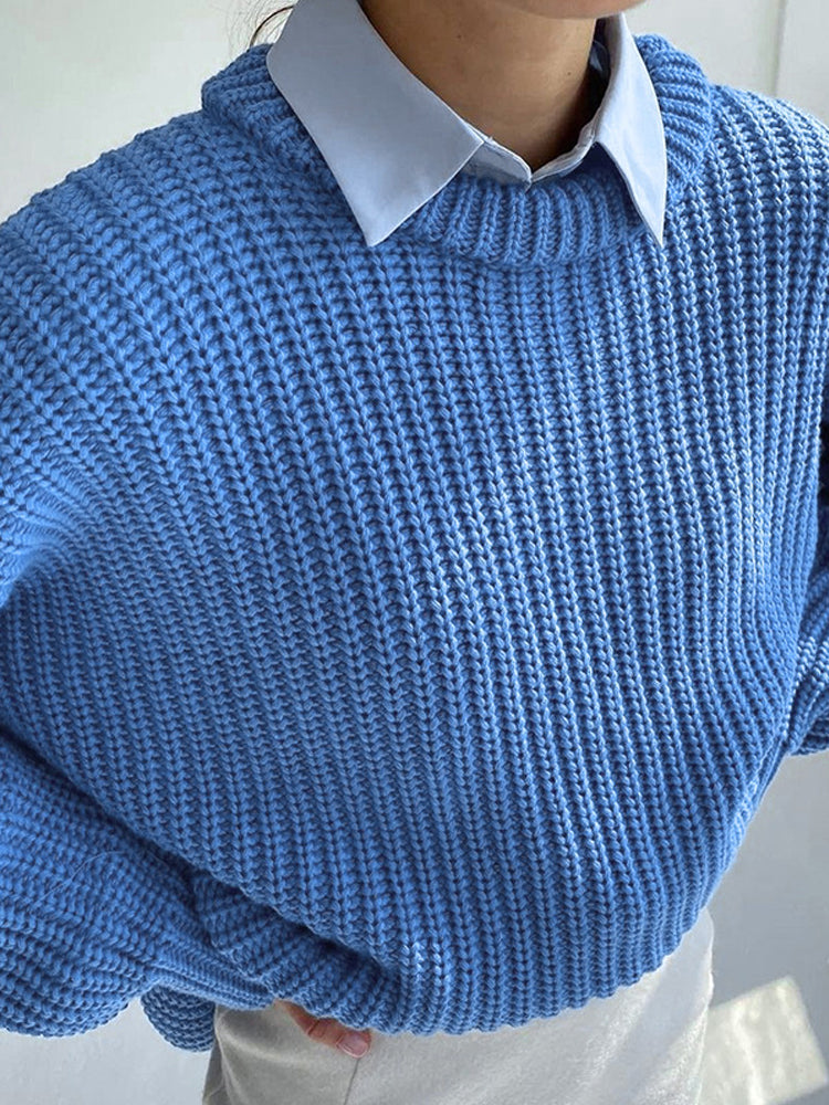 Oversized Chunky Knitted Sweater for Women - Amara-Blue-S-Nora Luxe